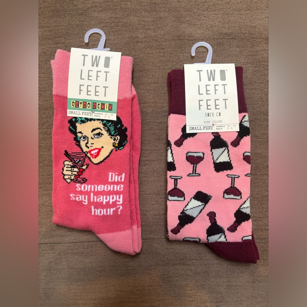 NWT TWO LEFT FEET Novelty Fun Socks Set of 2 Size S/M